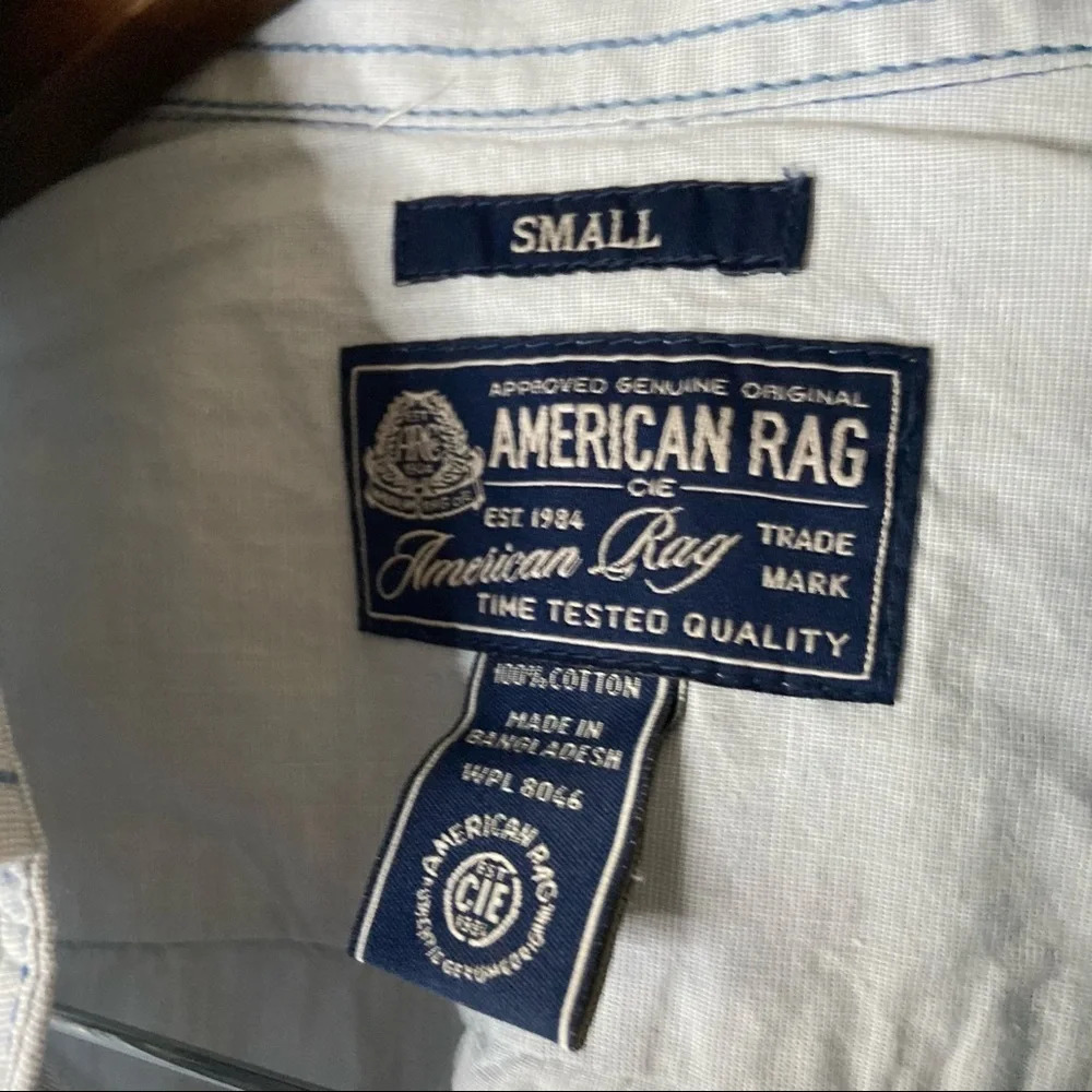 Button Down Shirt Small Blue Aire Casual Long Sleeve 100% Cotton American Rag - Picture 5 of 10